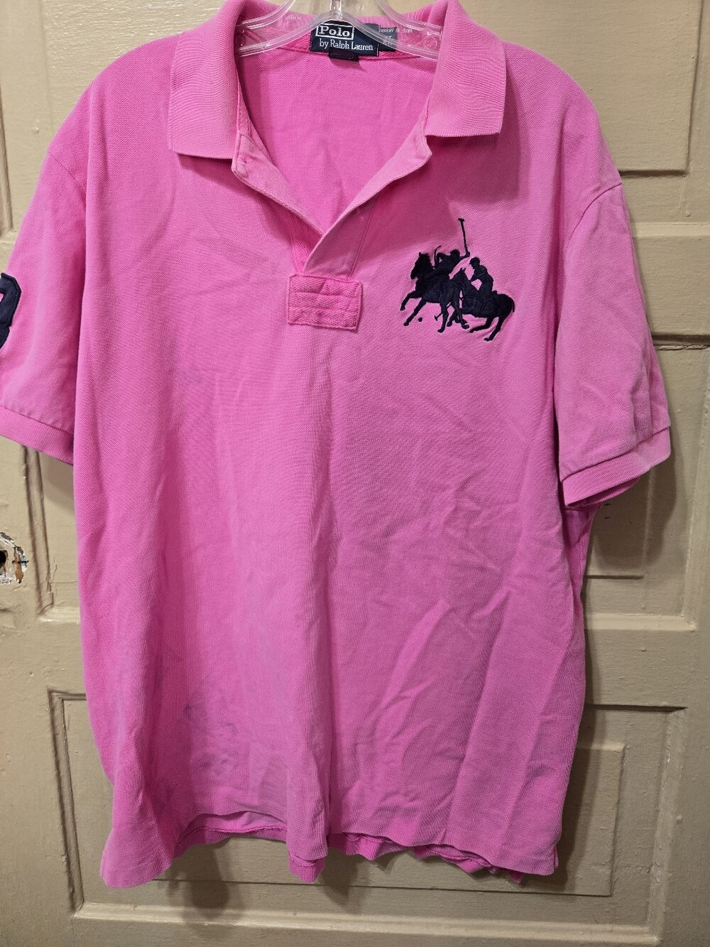 Polo By Ralph Lauren Pink Big Pony Horse Dual Match Polo Shirt GUC